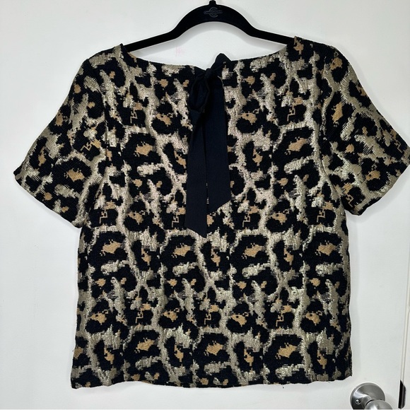 Anthropologie Hutch Metallic Leopard Jacquard Blouse - Picture 9 of 11